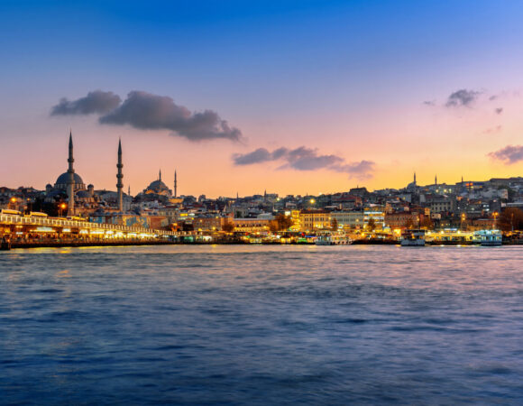 panoramic istanbul city twilight turkey